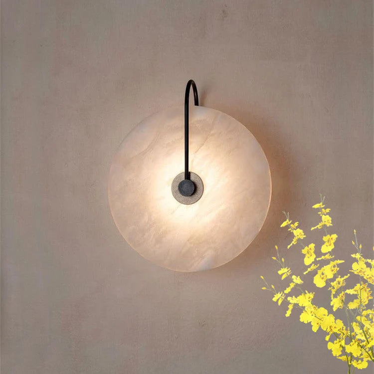 Alab marmeren LED wandlamp albast rond goud wandverlichting slaapkamer hal modern design sfeerverlichting | Sansoti