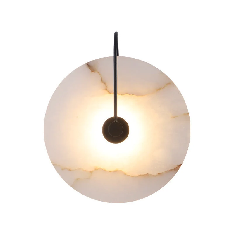 Alab marmeren LED wandlamp albast rond goud wandverlichting slaapkamer hal modern design sfeerverlichting | Sansoti