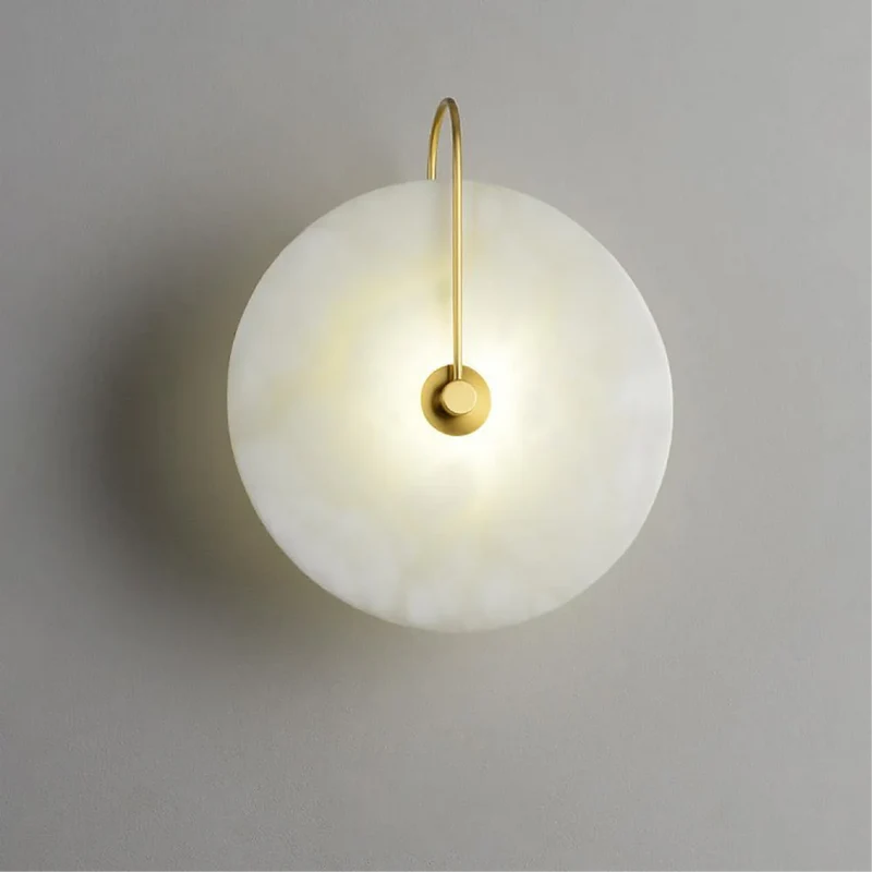 Alab marmeren LED wandlamp albast rond goud wandverlichting slaapkamer hal modern design sfeerverlichting | Sansoti