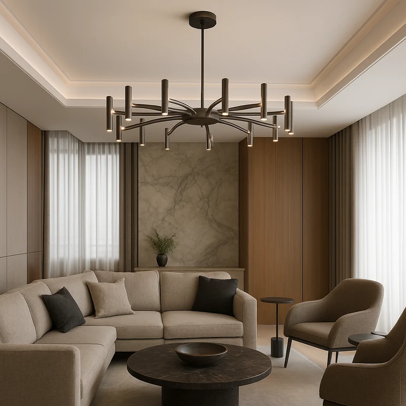 12 Koppen Hedendaagse Kroonluchter Ø100cm Zwart Smeedijzer Slaapkamer Woonkamer Moderne LED Plafondlamp Design Verlichting | Sansoti