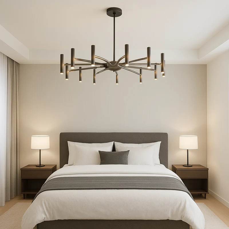 12 Koppen Hedendaagse Kroonluchter Ø100cm Zwart Smeedijzer Slaapkamer Woonkamer Moderne LED Plafondlamp Design Verlichting | Sansoti