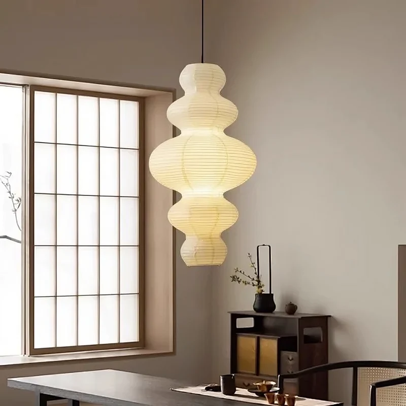 Meerlagig rijstpapier hanglamp Ø45 cm wit eetkamer woonkamer Japandi verlichting soft light design | Sansoti