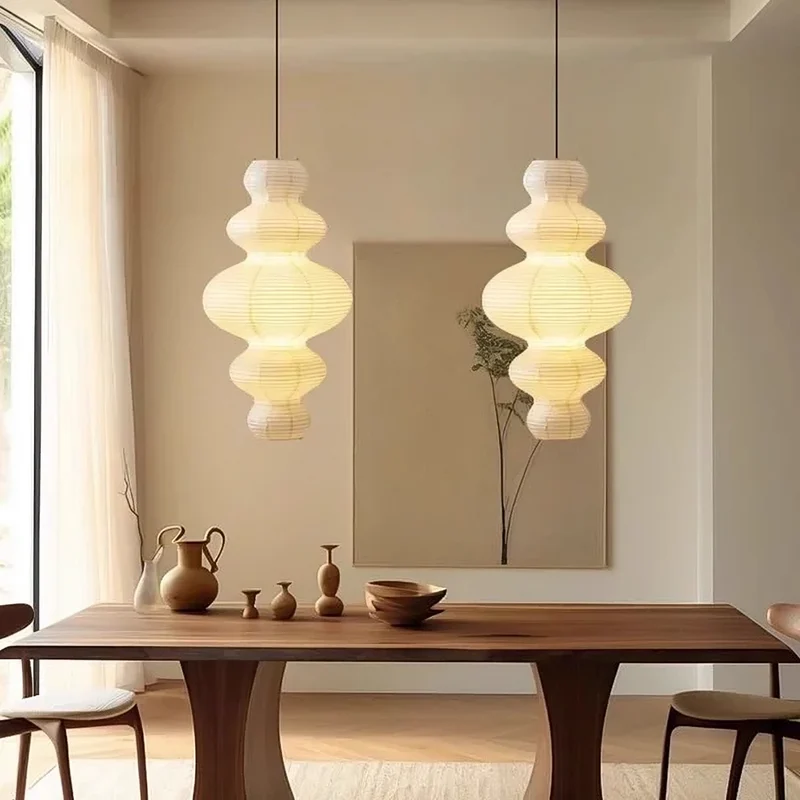 Meerlagig rijstpapier hanglamp Ø45 cm wit eetkamer woonkamer Japandi verlichting soft light design | Sansoti
