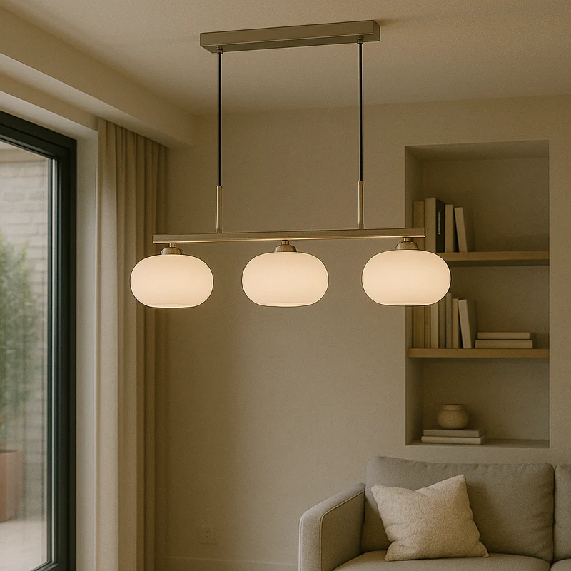 Bauhaus 3-kops hanglamp glas metaal zwart kookeiland eetkamer verlichting moderne design lamp minimalistisch interieur | Sansoti