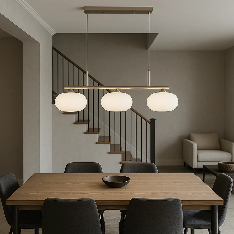 Bauhaus 3-kops hanglamp glas metaal zwart kookeiland eetkamer verlichting moderne design lamp minimalistisch interieur | Sansoti