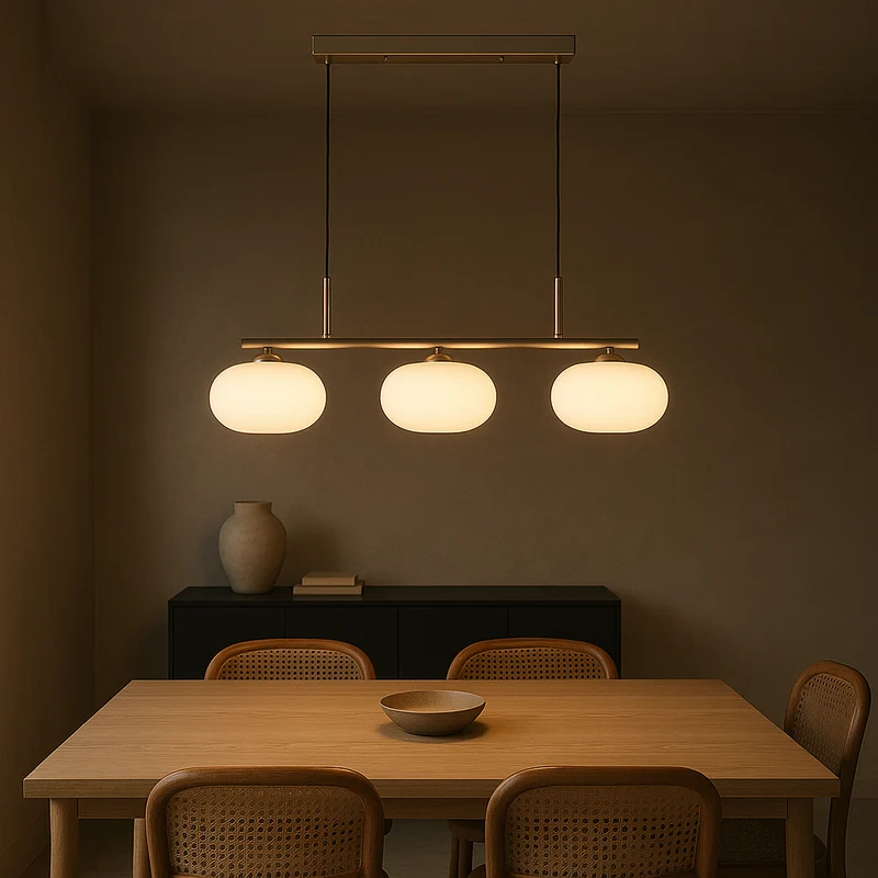 Bauhaus 3-kops hanglamp glas metaal zwart kookeiland eetkamer verlichting moderne design lamp minimalistisch interieur | Sansoti