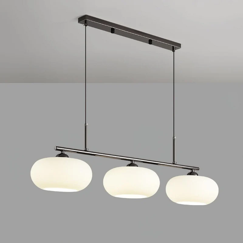 Bauhaus 3-kops hanglamp glas metaal zwart kookeiland eetkamer verlichting moderne design lamp minimalistisch interieur | Sansoti