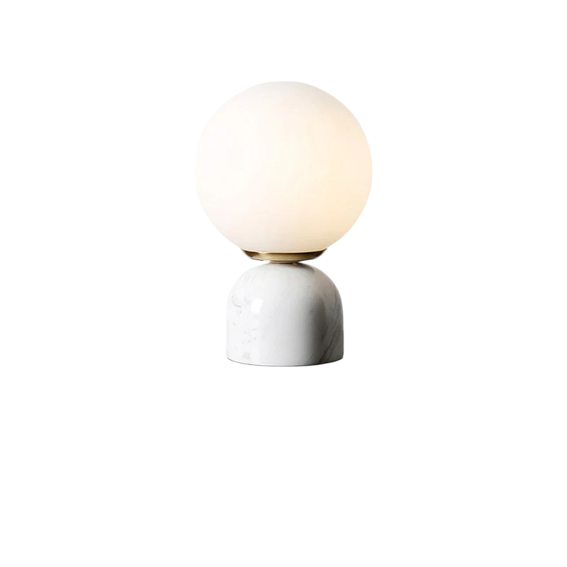 Hindsa Tafellamp Marmer Glas Ø15xH9 Warm Licht 3000K Tafellamp Nachtkastje Woonkamer Design Verlichting Minimalistisch Scandinavisch | Sansoti