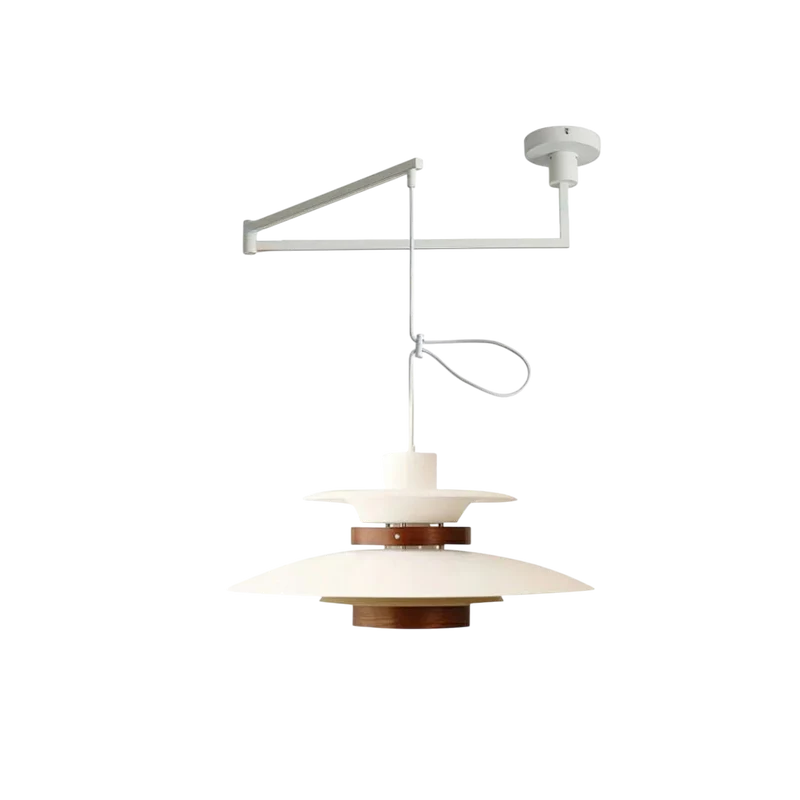 Merado zwenkarm hanglamp metaal hout zwart eetkamer verlichting verstelbaar Scandinavisch design hanglamp moderne pendant lamp | Sansoti