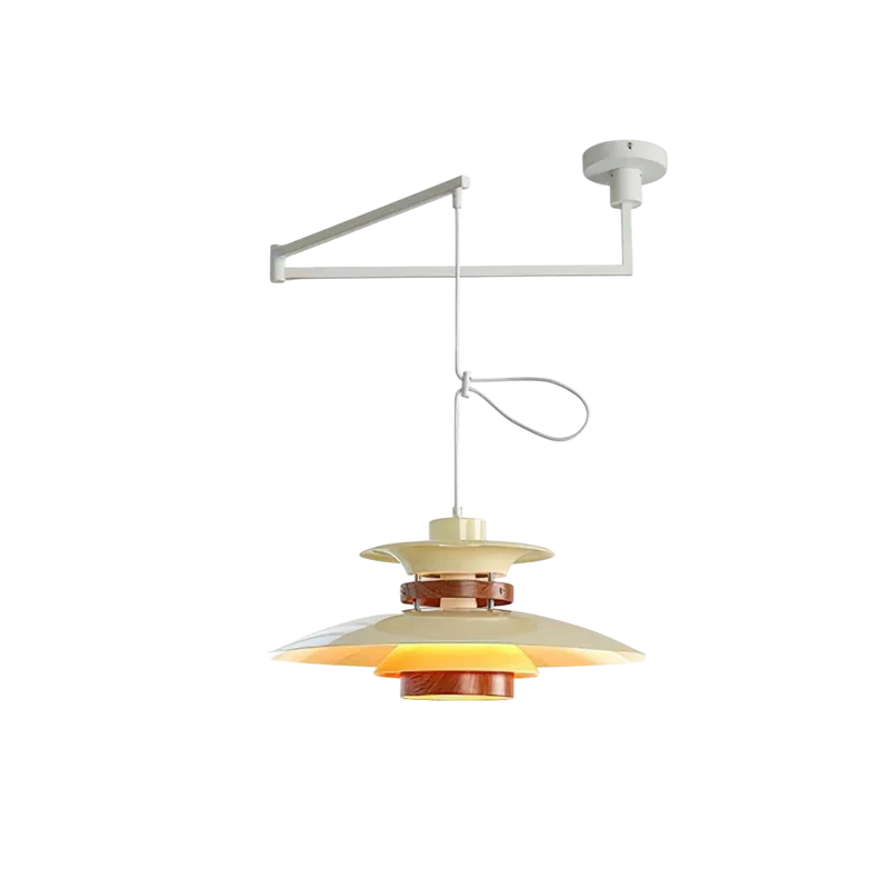 Merado zwenkarm hanglamp metaal hout zwart eetkamer verlichting verstelbaar Scandinavisch design hanglamp moderne pendant lamp | Sansoti