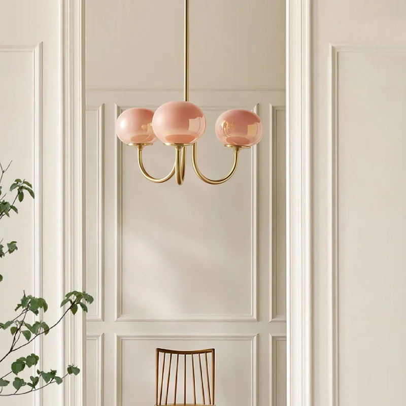 Marshmallow kroonluchter glas metaal roze eetkamer verlichting vintage design modern | Sansoti