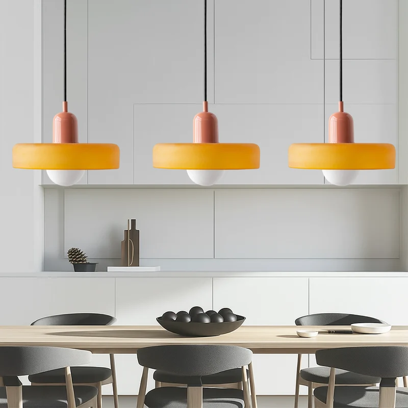 3-kops Bauhaus hanglamp glas G9 warm wit eetkamer verlichting modern design plafondlamp gekleurd glas | Sansoti