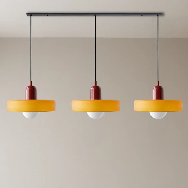 3-kops Bauhaus hanglamp glas G9 warm wit eetkamer verlichting modern design plafondlamp gekleurd glas | Sansoti