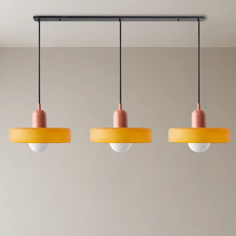 3-kops Bauhaus hanglamp glas G9 warm wit eetkamer verlichting modern design plafondlamp gekleurd glas | Sansoti