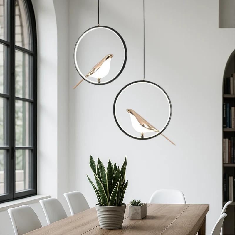 MrBird hanglamp Ø29 cm metaal zwart goud LED 3000K eetkamer slaapkamer vogel design verlichting modern decoratie | Sansoti