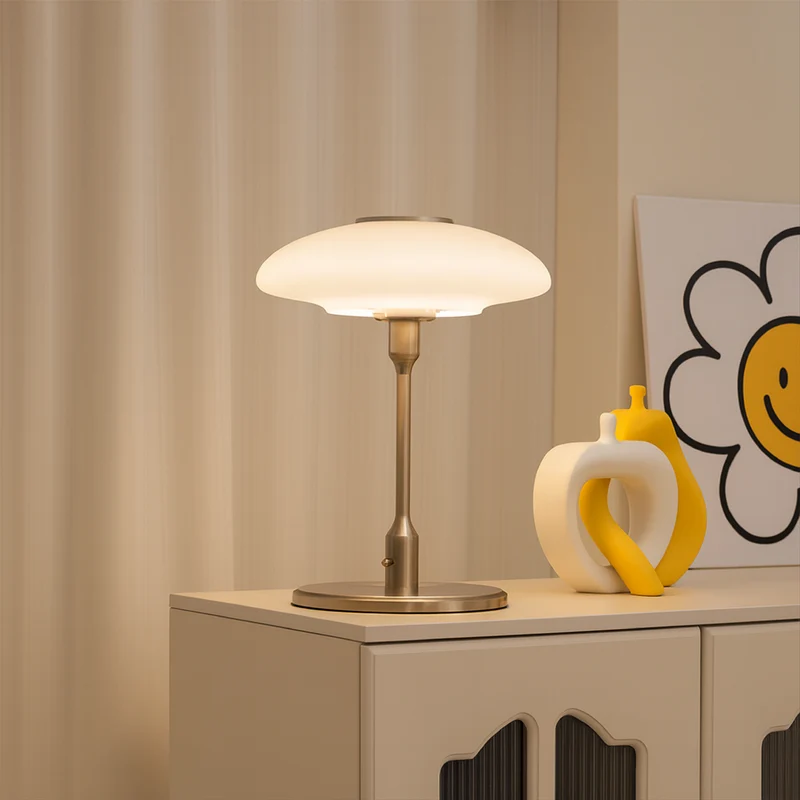 Zweedse design tafellamp metaal glas Ø30cm warm wit nachtkastje studeerkamer Scandinavisch minimalisme E14 LED verlichting modern design | Sansoti