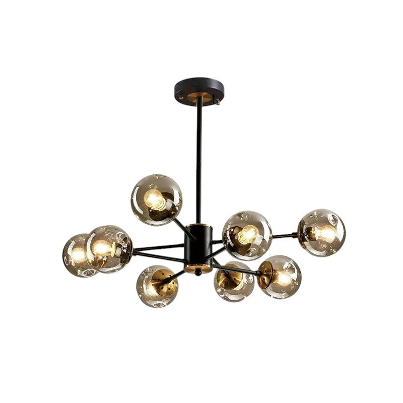 Scandinavische kroonluchter Ida glas ijzer zwart woonkamer eetkamer moderne hanglamp design verlichting bolvormig | Sansoti