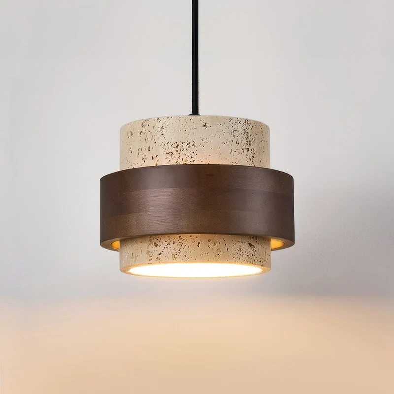 Ascend Retro Stenen Wabi-Sabi Hanglamp Travertijn Hout LED GX53 Eetkamer Verlichting Modern Minimalistisch | Sansoti