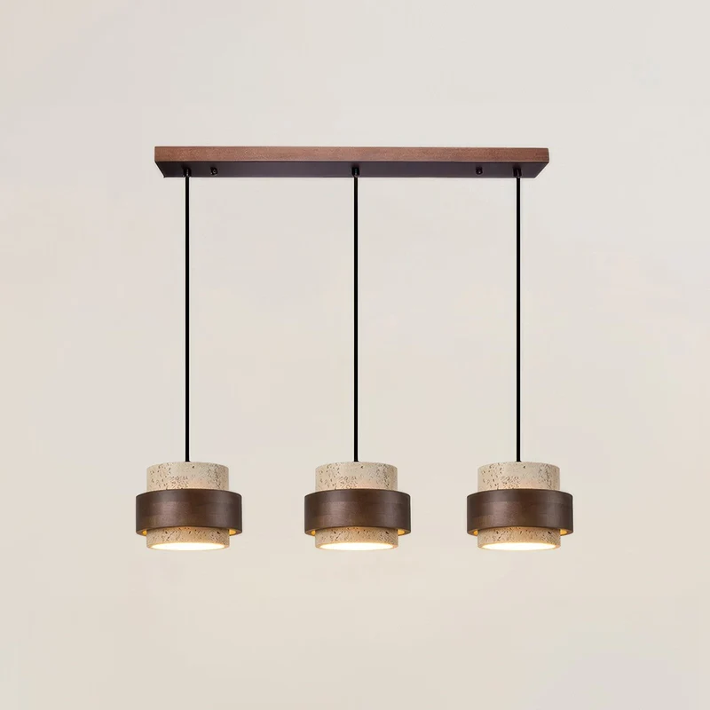 Ascend Retro Stenen Wabi-Sabi Hanglamp Travertijn Hout LED GX53 Eetkamer Verlichting Modern Minimalistisch | Sansoti