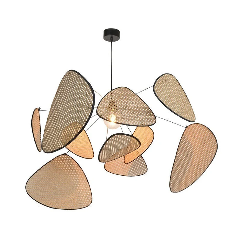 Rotan hanglamp LED 3000K warm wit slaapkamer eethoek organisch design rotan verlichting plafondlamp natuurlijke stijl | Sansoti