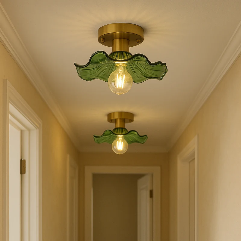 Hibiscus plafondlamp glas aluminium groen plafondverlichting LED 3000K hal slaapkamer modern design verlichting | Sansoti
