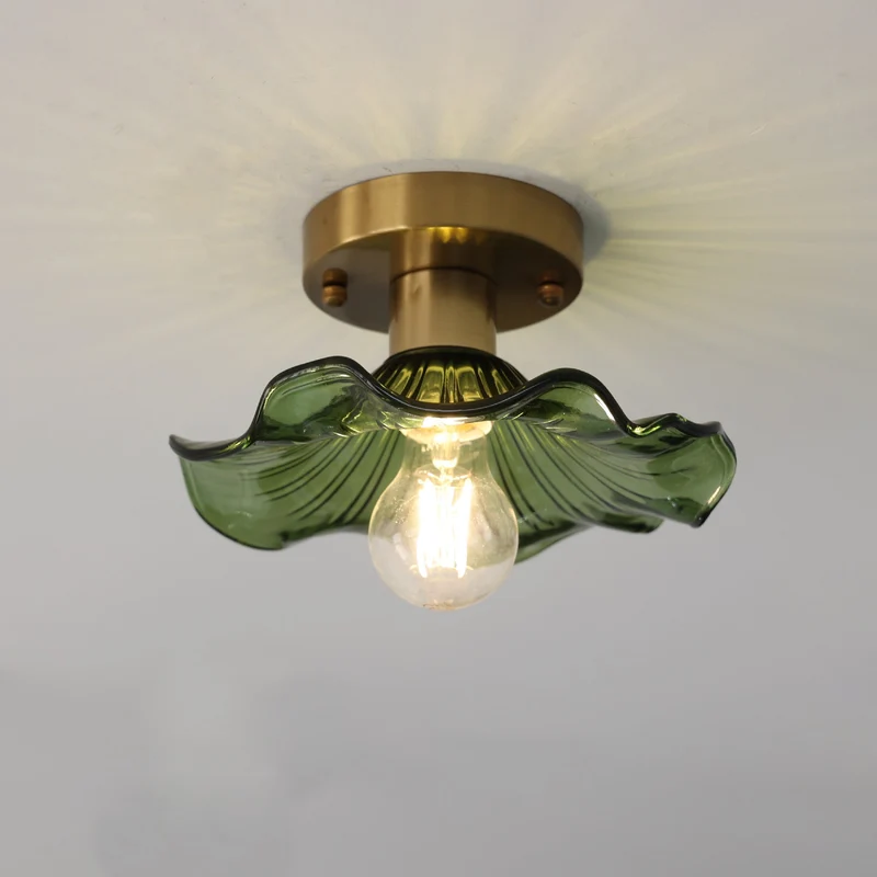 Hibiscus plafondlamp glas aluminium groen plafondverlichting LED 3000K hal slaapkamer modern design verlichting | Sansoti