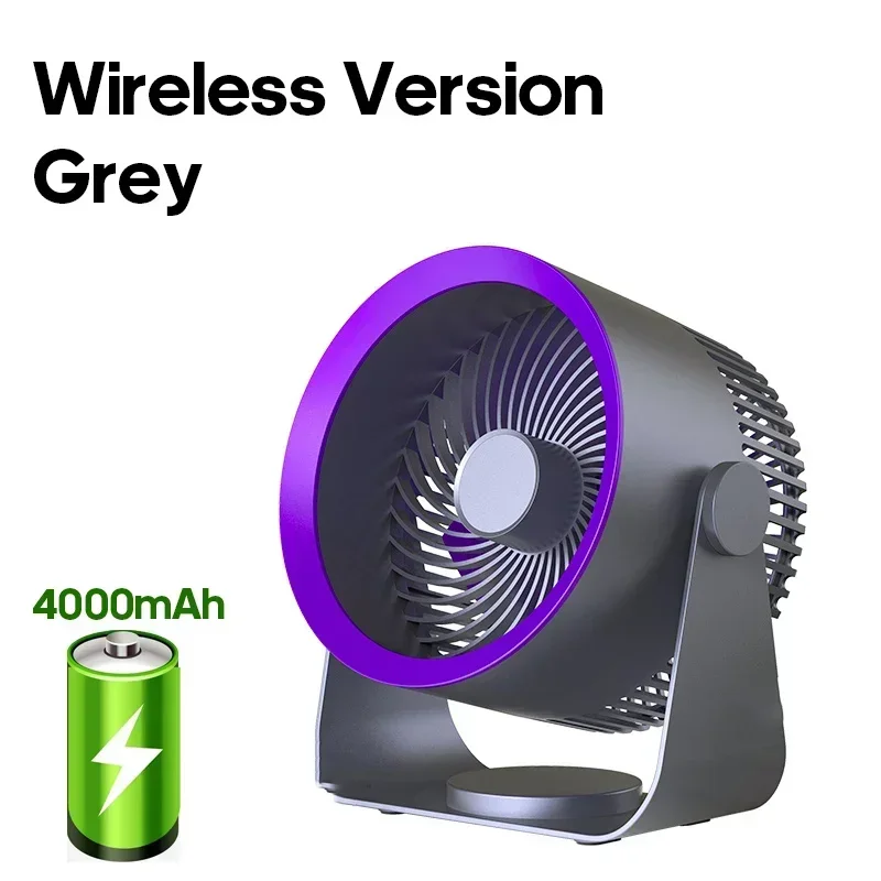 Draadloze Circulatie ventilator 4000mAh Oplaadbaar Wandmontage Zonder Boren Stil Bureau Badkamer Slaapkamer Luchtcirculatie | Sansoti
