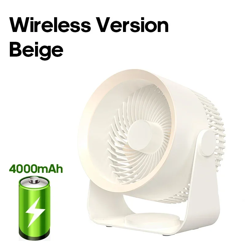 Draadloze Circulatie ventilator 4000mAh Oplaadbaar Wandmontage Zonder Boren Stil Bureau Badkamer Slaapkamer Luchtcirculatie | Sansoti