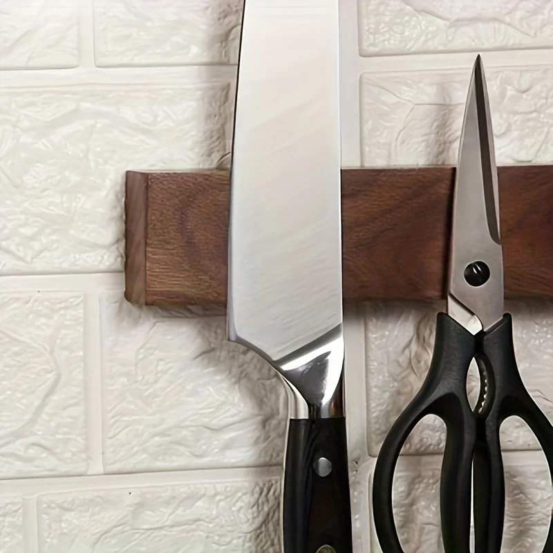 Magnetische Messenstrip Walnoot 40cm Wand Messenrek Hout Keuken Messtrip Muurbevestiging Messenhouder | Sansoti