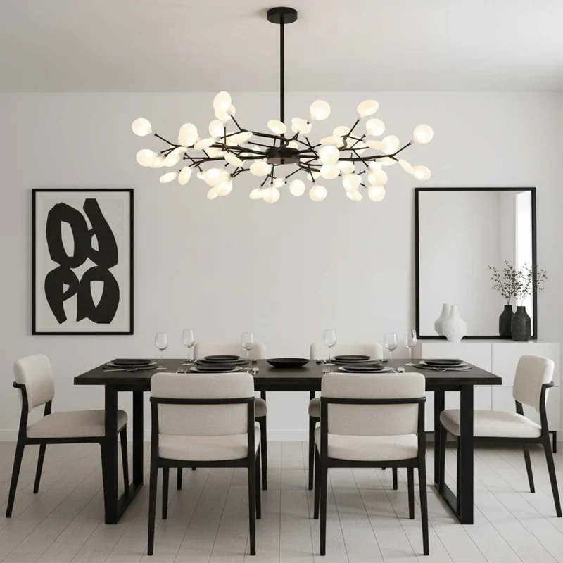Firefly LED Kroonluchter G4 LED 3000K Zwart/Wit Eettafel Verlichting Modern Design Plafondlamp Grote Ruimte | Sansoti