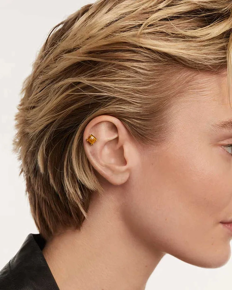 Suki Einzel Ohrring mit Edelstein - 18K Goldplattierung