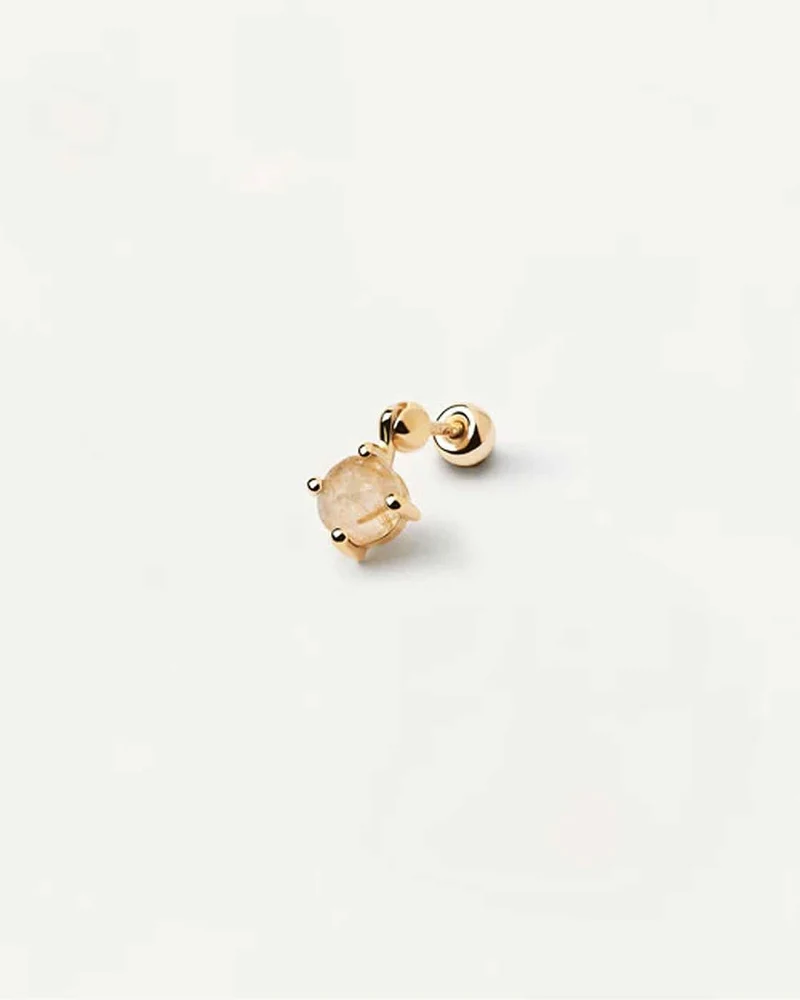 Kimi Einzel Ohrring mit Edelstein Anhänger - 18K Goldplattierung
