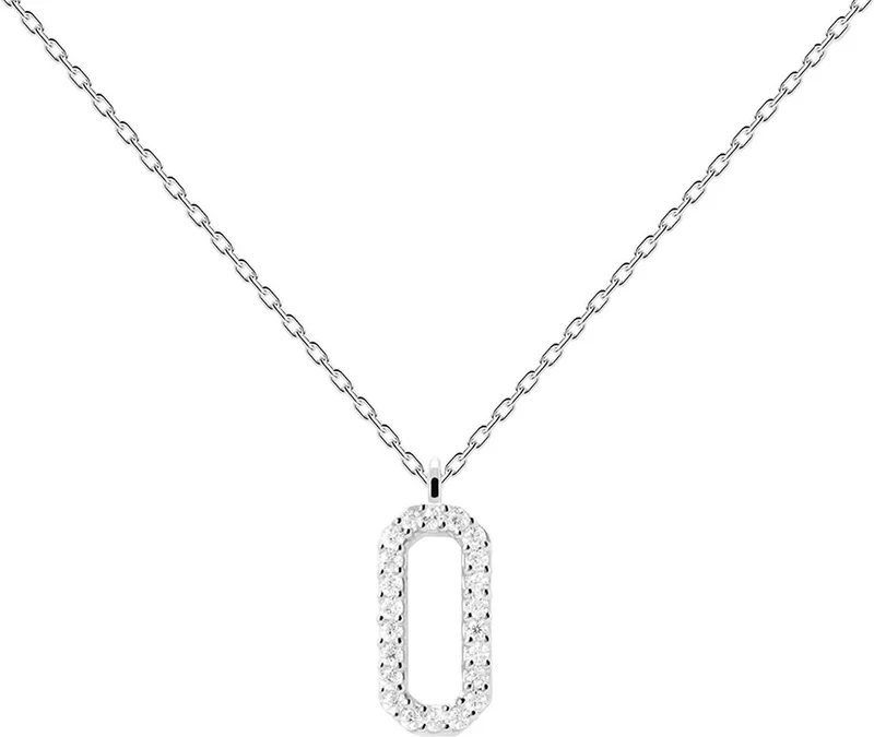 Abi Kette mit eckigem Anhänger und Steinen - 925 Sterling Silber