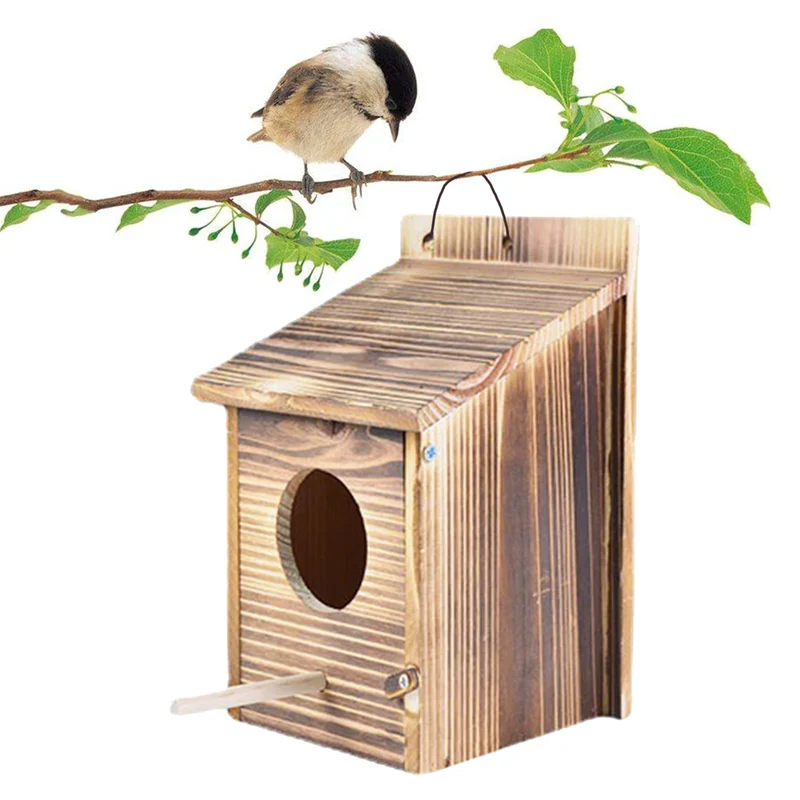 Vogelhuis Hout Hangend Buiten Weerbestendig 22x15cm Tuin Vogelnest Nestkastje Mezen Decoratief Natuurlijk | Sansoti