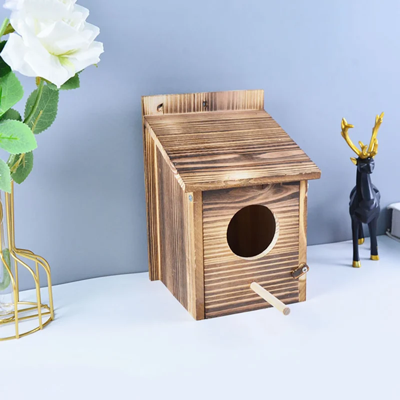 Vogelhuis Hout Hangend Buiten Weerbestendig 22x15cm Tuin Vogelnest Nestkastje Mezen Decoratief Natuurlijk | Sansoti