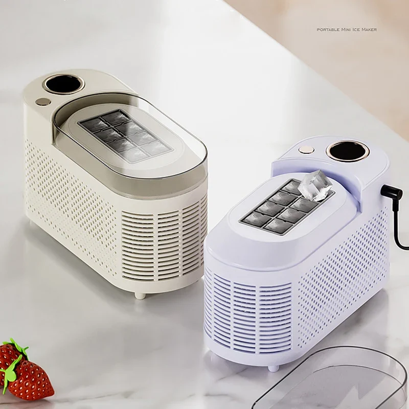 IJsmachine Compact Automatisch ABS Aluminium 120W Draagbaar Thuis Kantoor Camping Ijsblokjes Maker Mini Desktop Snel IJsblokjesmachine | Sansoti