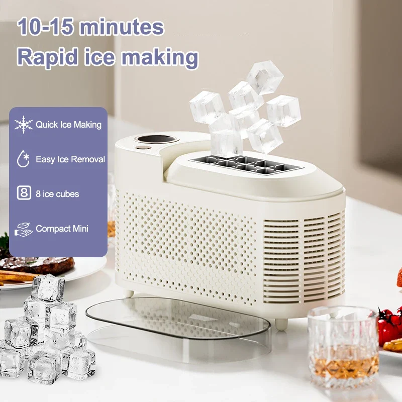 IJsmachine Compact Automatisch ABS Aluminium 120W Draagbaar Thuis Kantoor Camping Ijsblokjes Maker Mini Desktop Snel IJsblokjesmachine | Sansoti