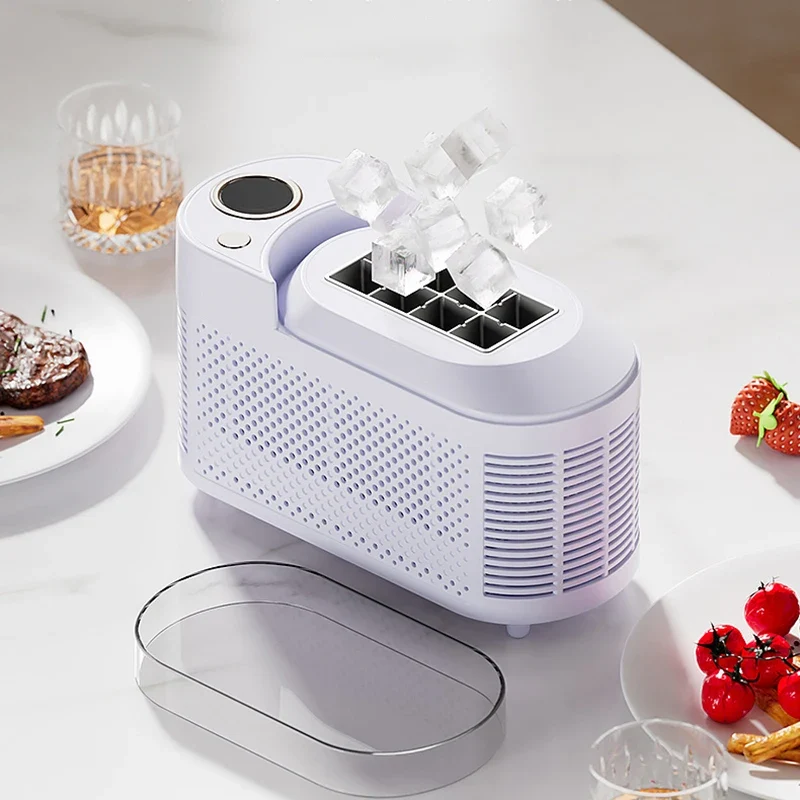 IJsmachine Compact Automatisch ABS Aluminium 120W Draagbaar Thuis Kantoor Camping Ijsblokjes Maker Mini Desktop Snel IJsblokjesmachine | Sansoti