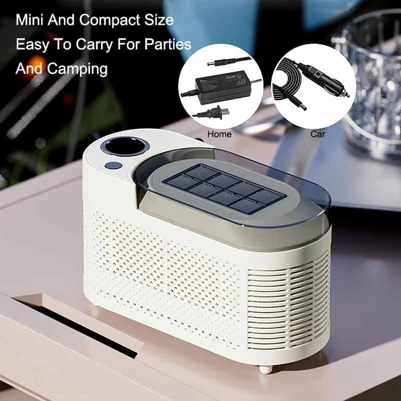 IJsmachine Compact Automatisch ABS Aluminium 120W Draagbaar Thuis Kantoor Camping Ijsblokjes Maker Mini Desktop Snel IJsblokjesmachine | Sansoti