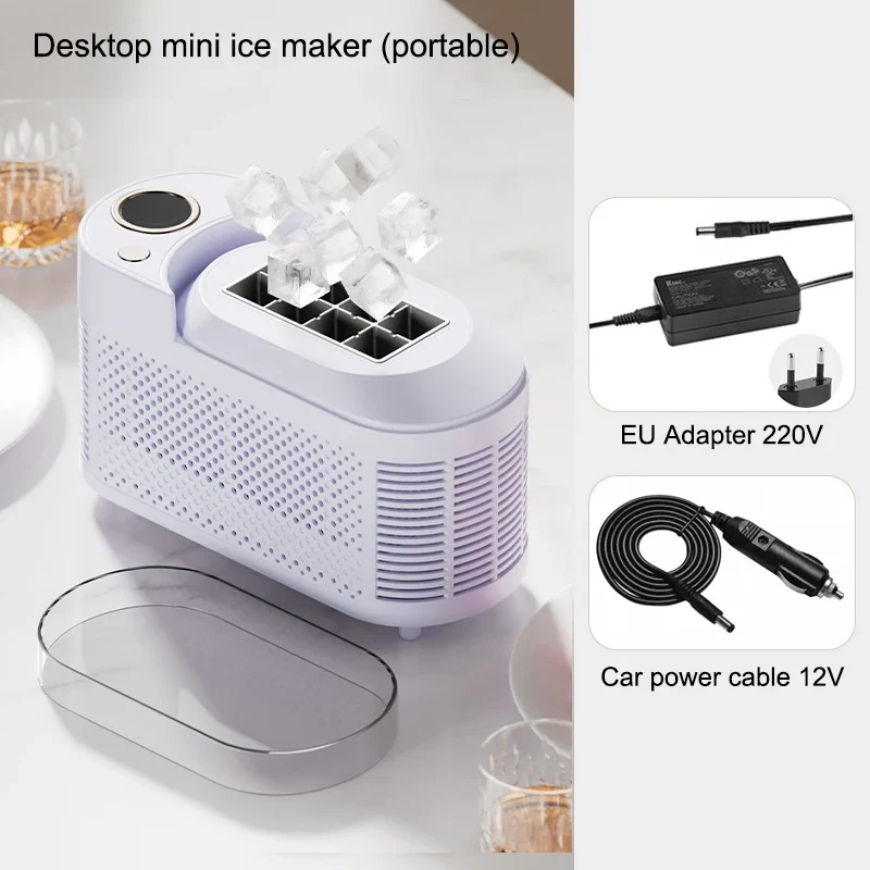 IJsmachine Compact Automatisch ABS Aluminium 120W Draagbaar Thuis Kantoor Camping Ijsblokjes Maker Mini Desktop Snel IJsblokjesmachine | Sansoti