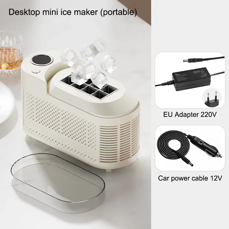 IJsmachine Compact Automatisch ABS Aluminium 120W Draagbaar Thuis Kantoor Camping Ijsblokjes Maker Mini Desktop Snel IJsblokjesmachine | Sansoti