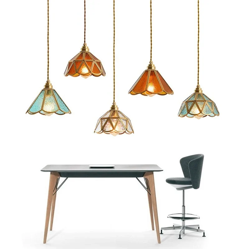 Hanglamp Tiffany Gebrandschilderd Glas Koper E27 Woonkamer Eetkamer Slaapkamer Vintage Retro Pendel Lamp Sfeerverlichting Keuken Gang | Sansoti
