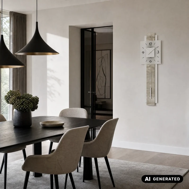 AMS W7471 Wanduhr Alu/Betonstruktur • Quarz-Pendelwerk • Satiniertes Glas