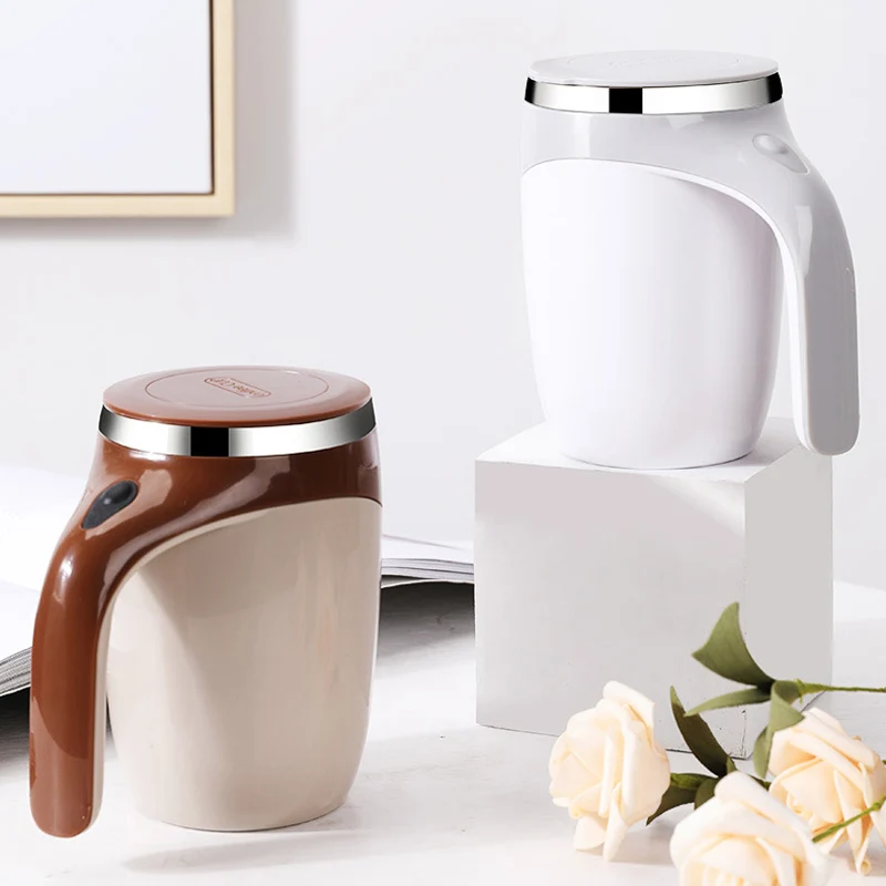 Zelfroerende Reisbeker 380ml met USB Oplaadbare Mixer – Automatische Koffie & Eiwit Shakerbeker voor Onderweg | Sansoti