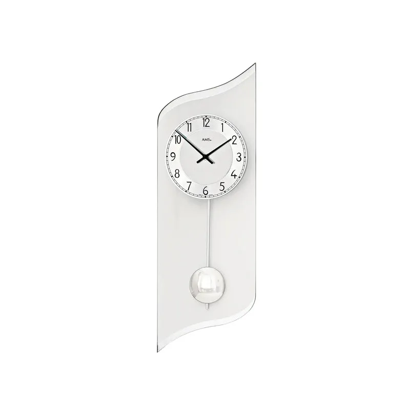 AMS W7436 Wanduhr Silber • Quarz-Pendelwerk • Modernes Design