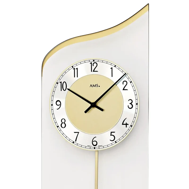 AMS Quarz-Pendeluhr W7437 Wanduhr Messing • Quarz-Pendelwerk • Mineralglas