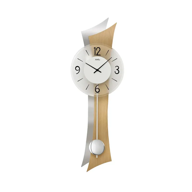 AMS W7425 Wanduhr Buche • Quarz-Pendelwerk • Mineralglas