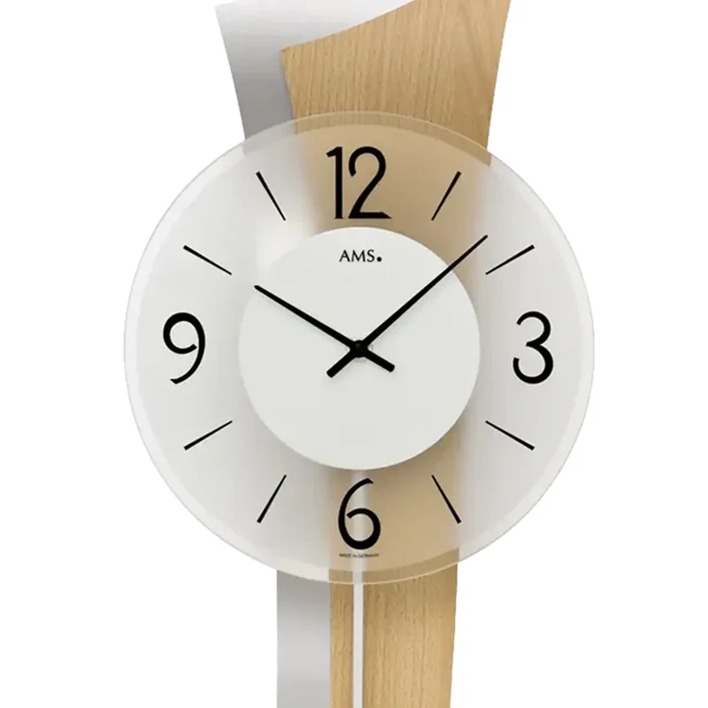 AMS W7425 Wanduhr Buche • Quarz-Pendelwerk • Mineralglas