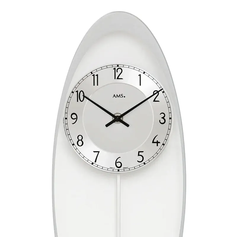 AMS W7416 Wanduhr Silber • Quarz-Pendelwerk • Mineralglas