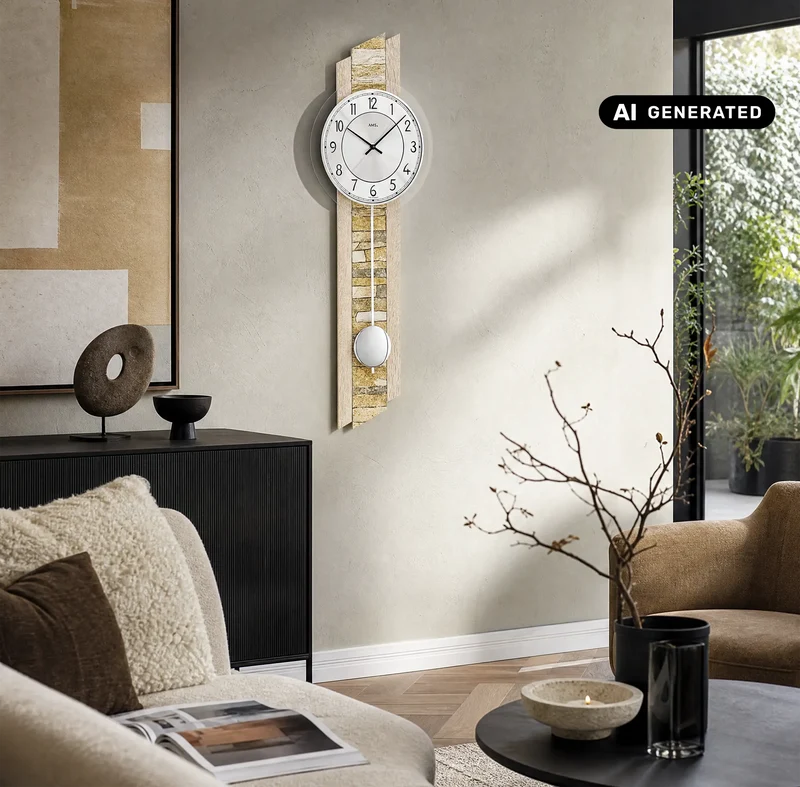 AMS W7423 Wanduhr Sonoma • Quarz-Pendelwerk • Mineralglas